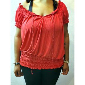 Womens Red Peasant Top (Size X)